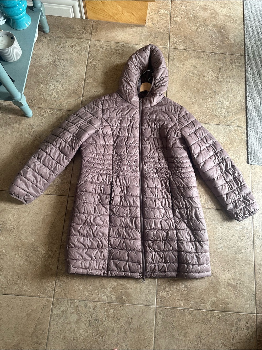 Plus size George Hooded Quilted Puffer Coat in Mauve